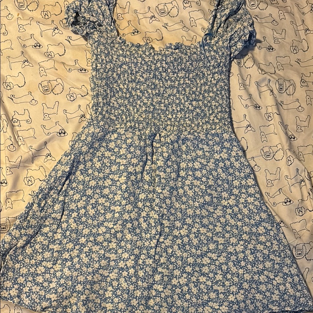 Reformation  Blue and White mini Dress